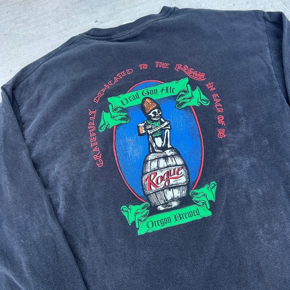 Vintage Grateful Dead Dead Guy Ale Long Sleeve Shirt XL Black 90s Beer Tee